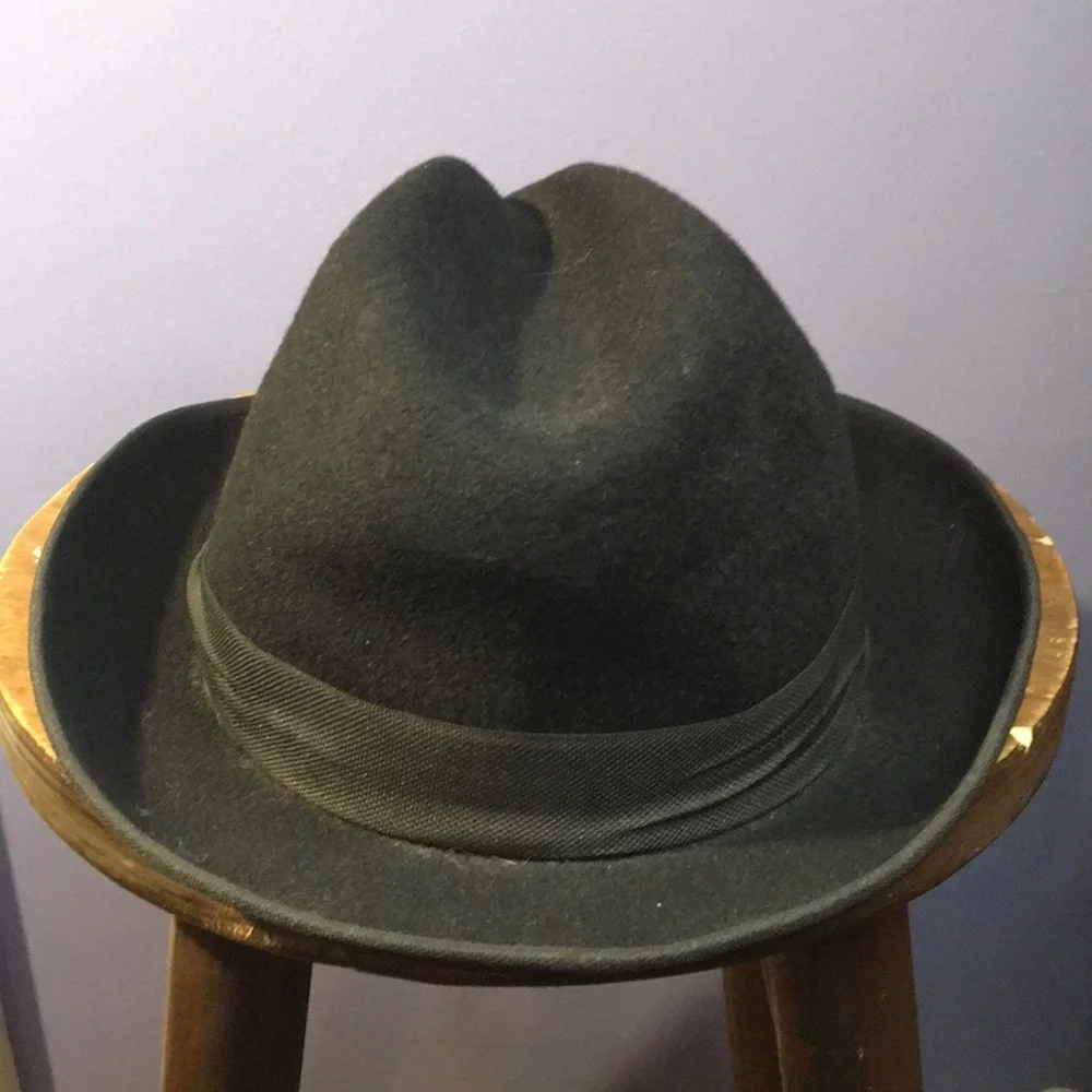 Vintage Pepo Sapka hat factorie Istanbul black felt Homburg 2” wide brim cap - Picture 5 of 12